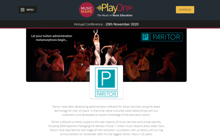 A screenshot of the Paritor content on the Music Mark website