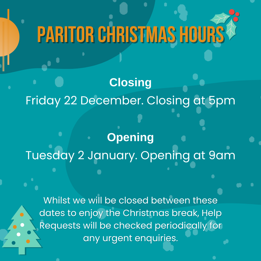 Christmas Opening Hours Paritor Website